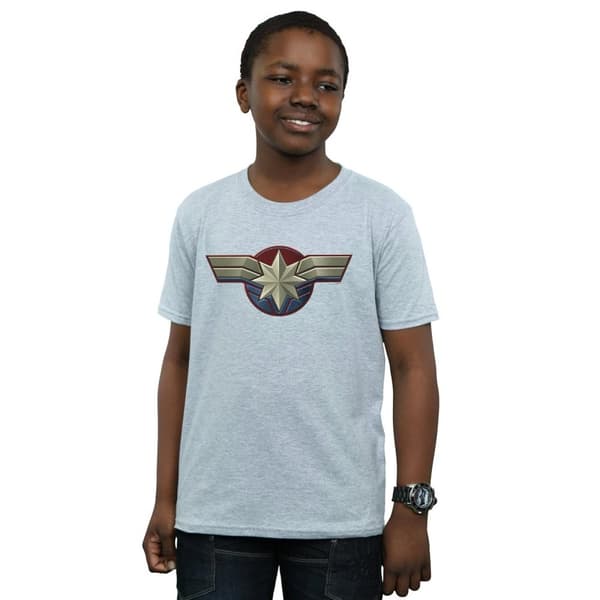 Marvel T-shirt med bröstemblem från Captain Marvel för pojkar