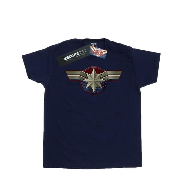 Marvel T-shirt med bröstemblem från Captain Marvel för pojkar