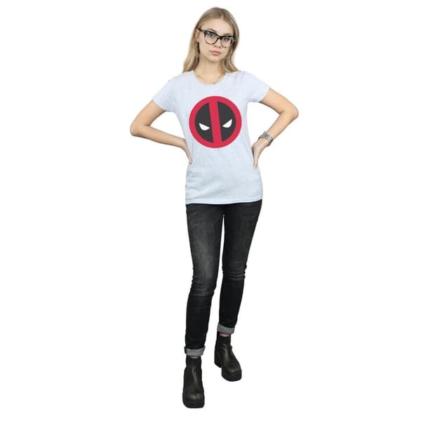 Marvel Dam/Tjej - Deadpool - T-shirt i bomull med stor ren logotyp