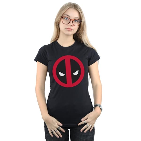 Marvel Dam/Tjej - Deadpool - T-shirt i bomull med stor ren logotyp