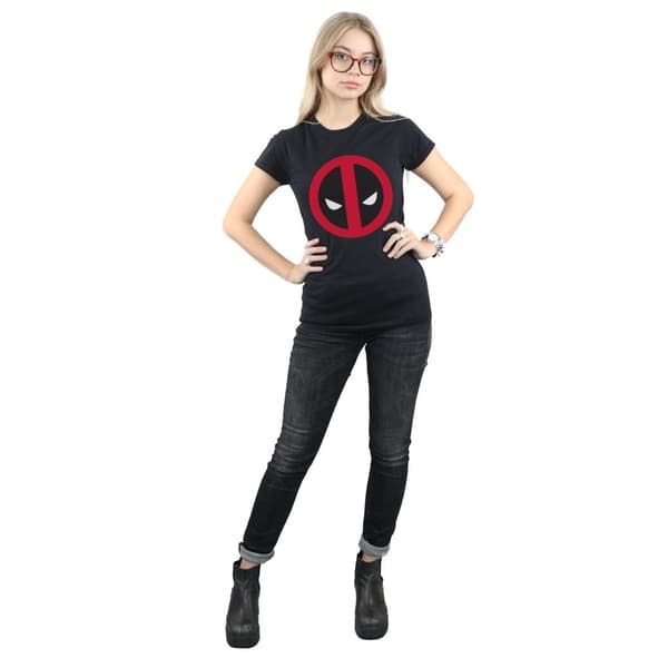 Marvel Dam/Tjej - Deadpool - T-shirt i bomull med stor ren logotyp