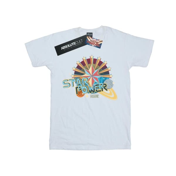 Marvel Captain Marvel Star Power T-shirt i bomull för flickor White 5-6 Years