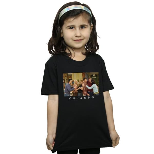 Friends T-shirt i bomull med gruppfoto och lägenhet för flickor