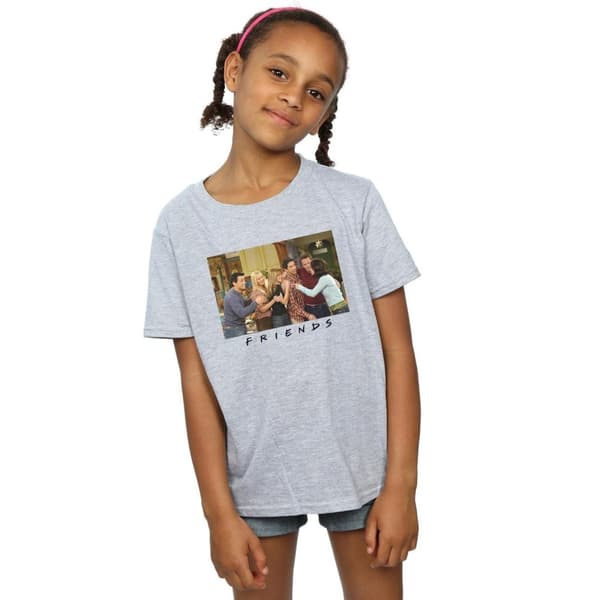 Friends T-shirt i bomull med gruppfoto och lägenhet för flickor