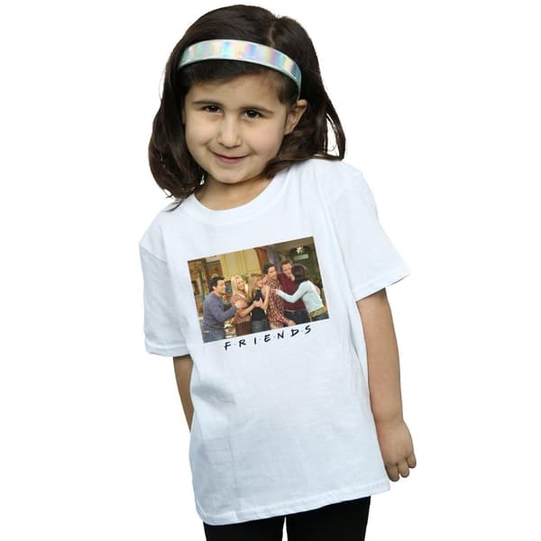 Friends T-shirt i bomull med gruppfoto och lägenhet för flickor