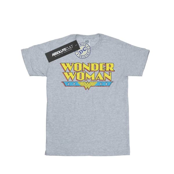 DC Comics Pojkar - Wonder Woman - T-shirt med logo i krackelerat material Sports Grey 12-13 Years