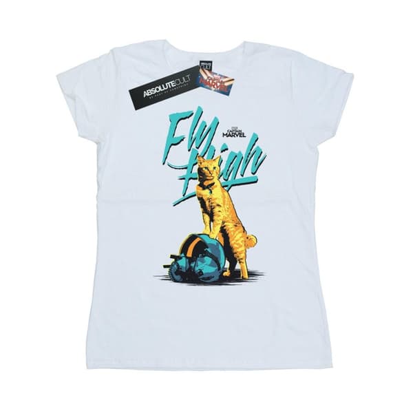 Marvel Womens/Ladies Captain Marvel Fly High Cotton T-Shirt White S