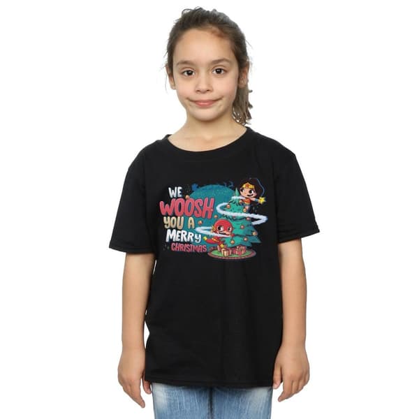DC Comics Girls Super Friends We WHOOSH You A Merry Christmas Cotton T-Shirt