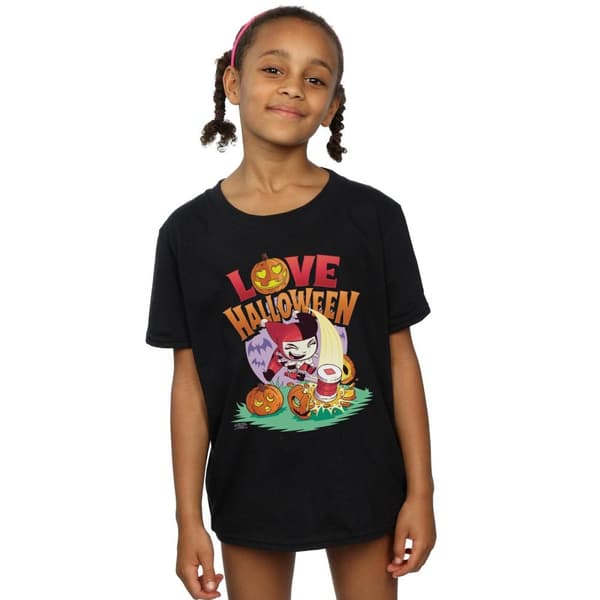 DC Comics Girls Super Friends Harley Quinn Love Halloween T-shirt i bomull