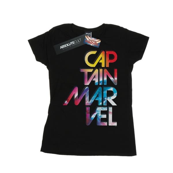 Marvel Dam/Tjej Captain Marvel Galactic Text Bomulls-T-shirt
