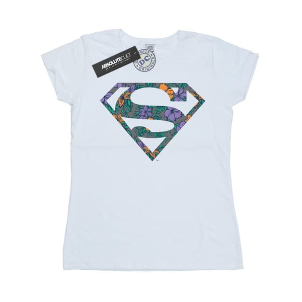 DC Comics Womens/Ladies Superman Floral Logo 1 Cotton T-Shirt
