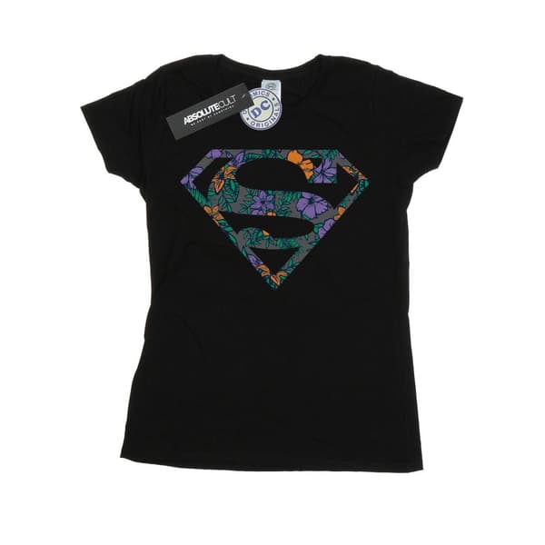 DC Comics Womens/Ladies Superman Floral Logo 1 Cotton T-Shirt