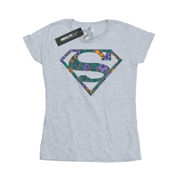 DC Comics Womens/Ladies Superman Floral Logo 1 Cotton T-Shirt