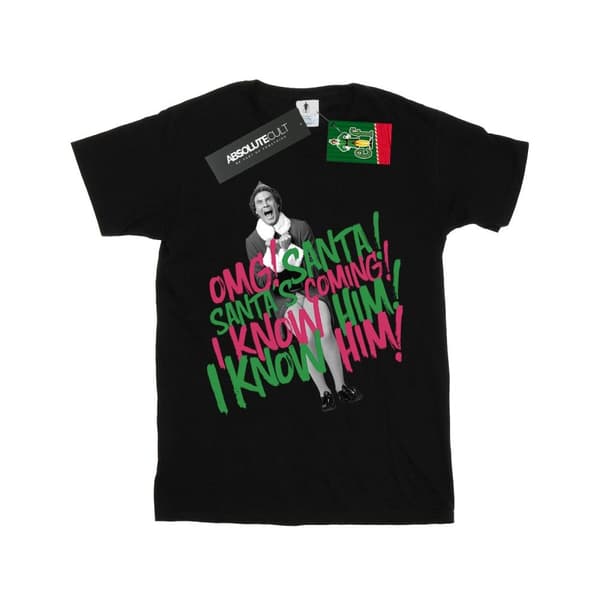Elf T-shirt i bomull för flickor Santa´s Coming Black 12-13 Years