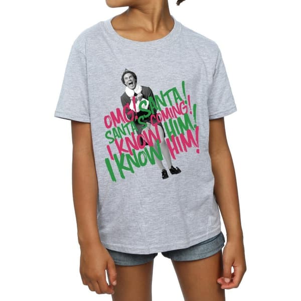 Elf T-shirt i bomull för flickor Santa´s Coming