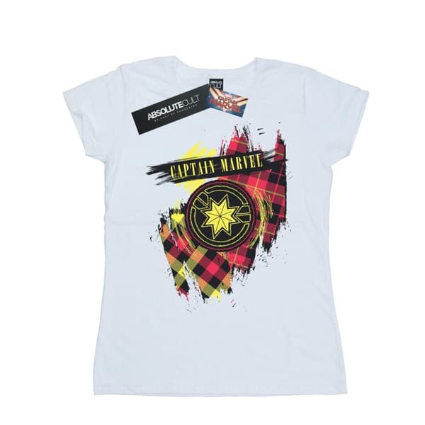 Marvel Womens/Ladies Captain Marvel Tartan Patch Cotton T-Shirt