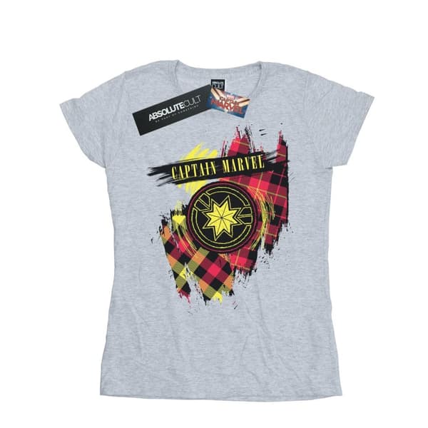 Marvel Womens/Ladies Captain Marvel Tartan Patch Cotton T-Shirt