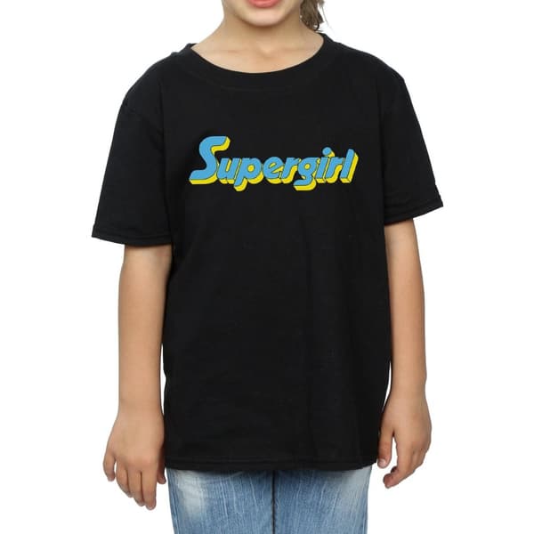 DC Comics Girls Supergirl Text Logo Cotton T-Shirt