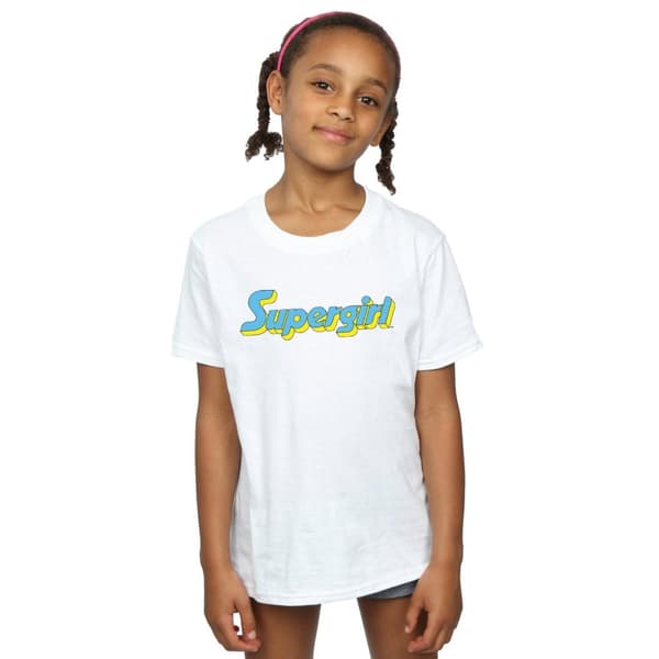 DC Comics Girls Supergirl Text Logo Cotton T-Shirt