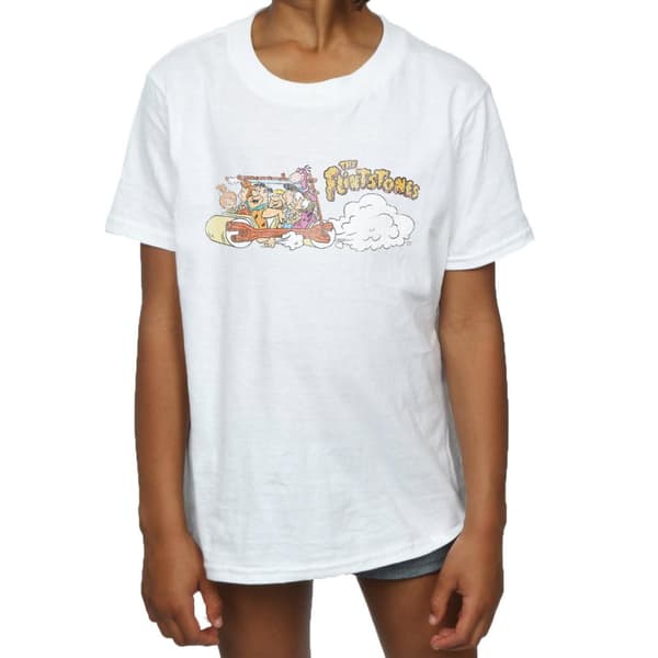 The Flintstones Girls Family Car Distressed Cotton T-Shirt