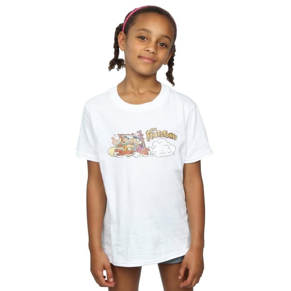 The Flintstones Girls Family Car Distressed Cotton T-Shirt
