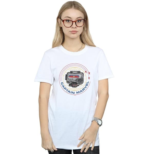 Marvel Dam/kvinnor Captain Marvel Pager Boyfriend T-shirt i bomull