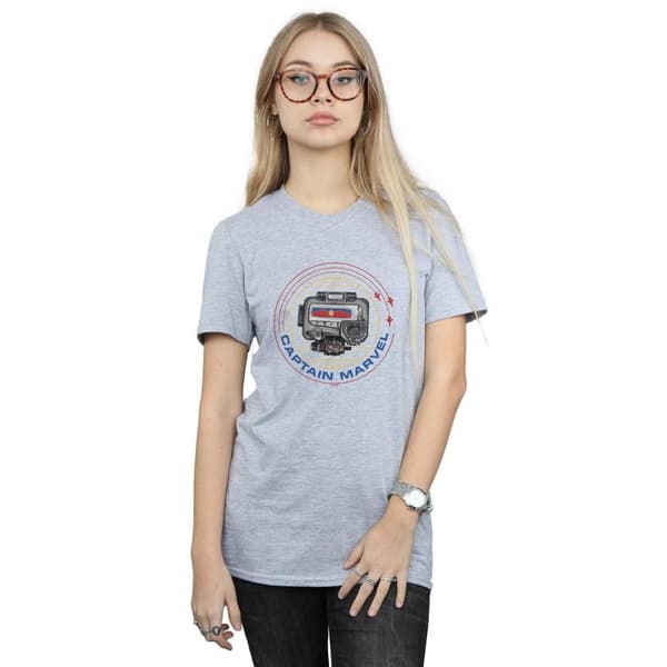Marvel Dam/kvinnor Captain Marvel Pager Boyfriend T-shirt i bomull