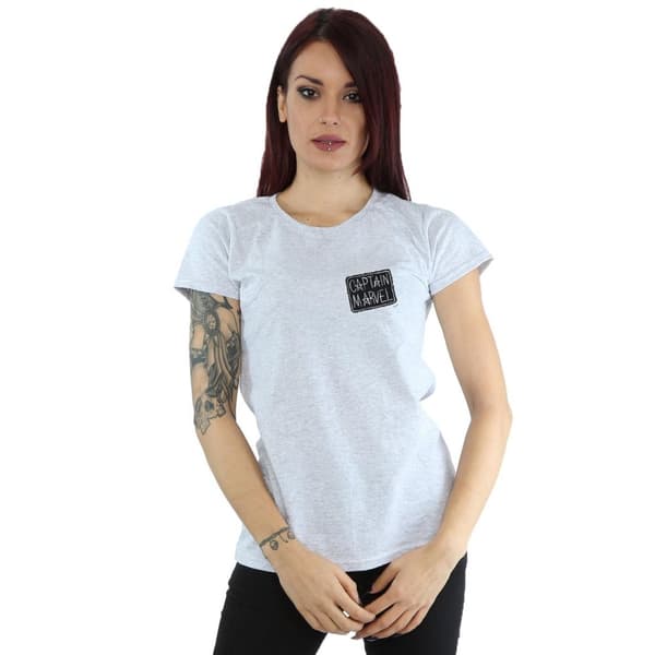 Marvel T-shirt i bomull med bröstlapp från Captain Marvel - dam/dam