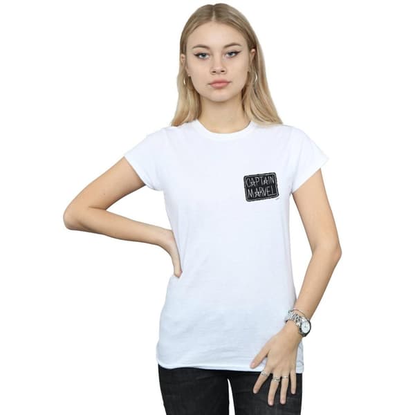 Marvel T-shirt i bomull med bröstlapp från Captain Marvel - dam/dam