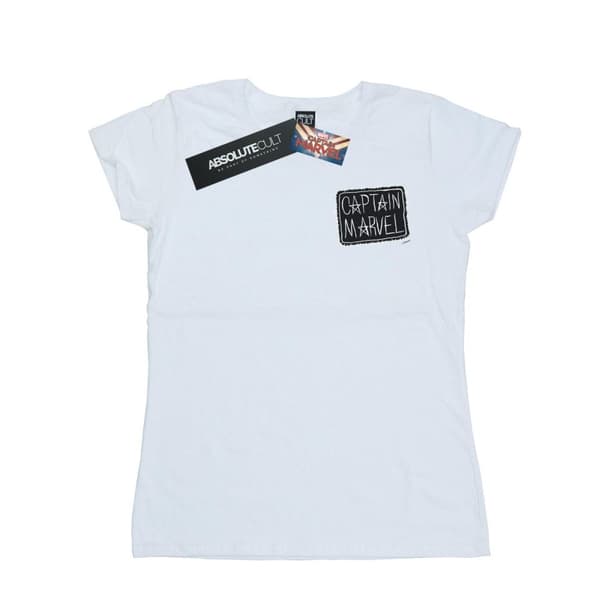 Marvel T-shirt i bomull med bröstlapp från Captain Marvel - dam/dam