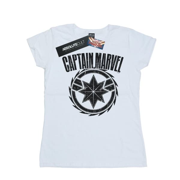 Marvel Dam/Tjej - Captain Marvel - Bomulls-T-shirt med blademblem