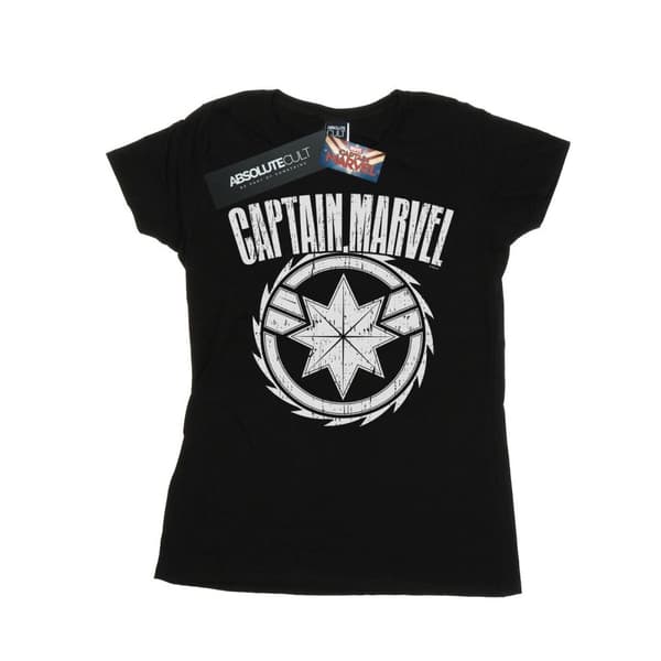 Marvel Dam/Tjej - Captain Marvel - Bomulls-T-shirt med blademblem