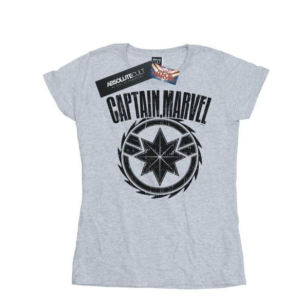 Marvel Dam/Tjej - Captain Marvel - Bomulls-T-shirt med blademblem