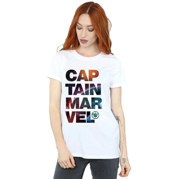 Marvel Pojkvänströja i bomull med rymdtext från Captain Marvel - dam/dam