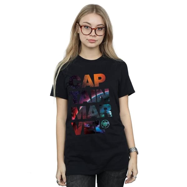 Marvel Pojkvänströja i bomull med rymdtext från Captain Marvel - dam/dam