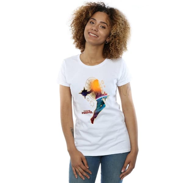 Marvel Womens/Ladies Captain Marvel Nebula Flight Cotton T-Shirt
