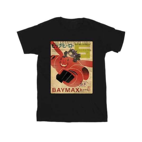 Disney Mens Big Hero 6 Baymax Flying Baymax Newspaper T-Shirt
