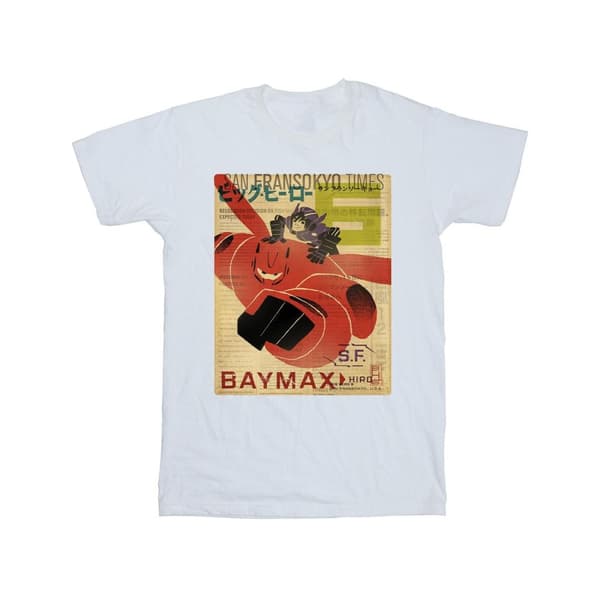Disney Mens Big Hero 6 Baymax Flying Baymax Newspaper T-Shirt