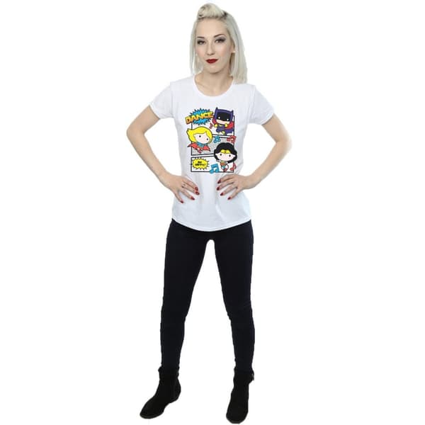 DC Comics Womens/Ladies Chibi Super Friends Dance Cotton T-Shirt