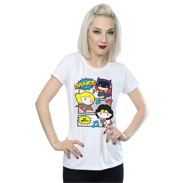 DC Comics Womens/Ladies Chibi Super Friends Dance Cotton T-Shirt