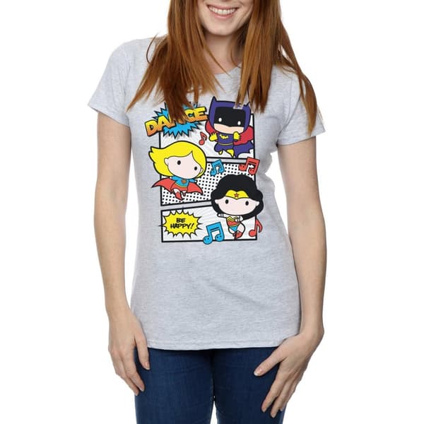DC Comics Womens/Ladies Chibi Super Friends Dance Cotton T-Shirt