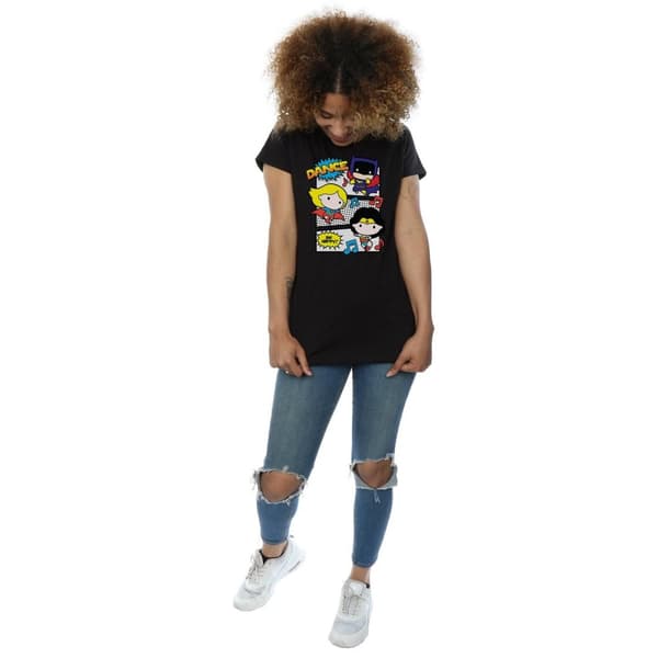DC Comics Womens/Ladies Chibi Super Friends Dance Cotton T-Shirt