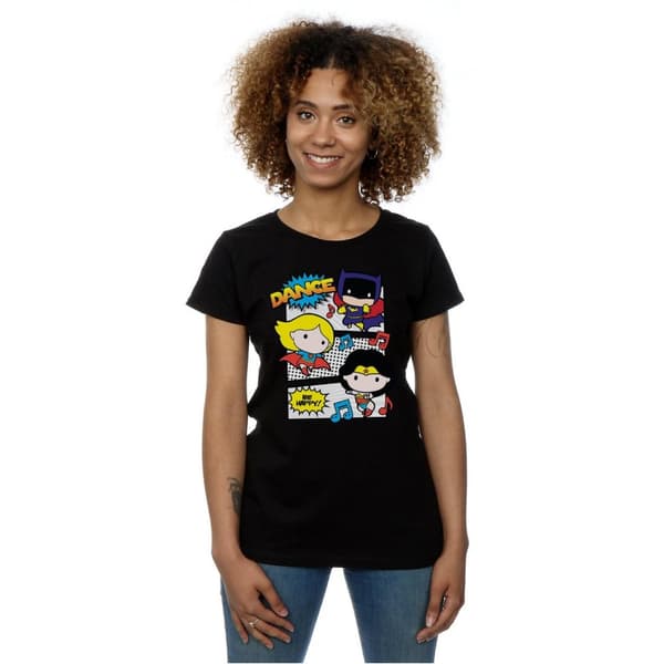 DC Comics Womens/Ladies Chibi Super Friends Dance Cotton T-Shirt