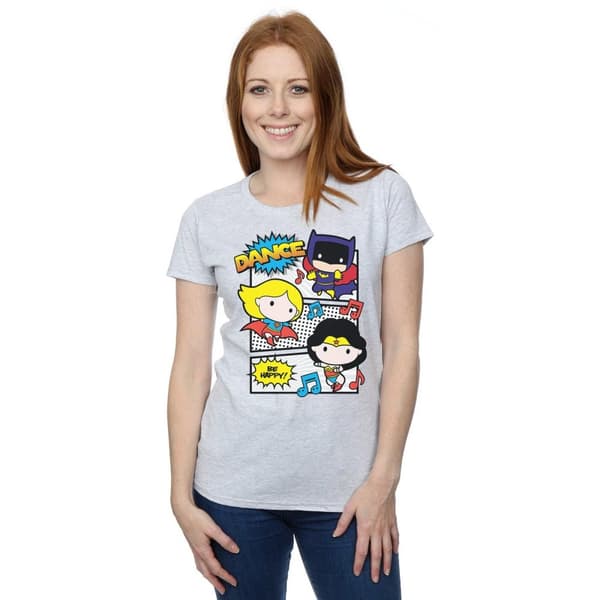 DC Comics Dam/Tjej Chibi Super Friends Dance T-shirt i bomull