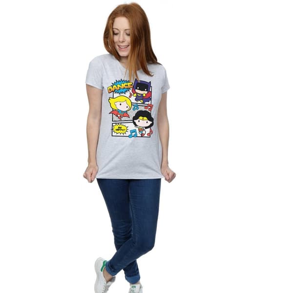 DC Comics Womens/Ladies Chibi Super Friends Dance Cotton T-Shirt