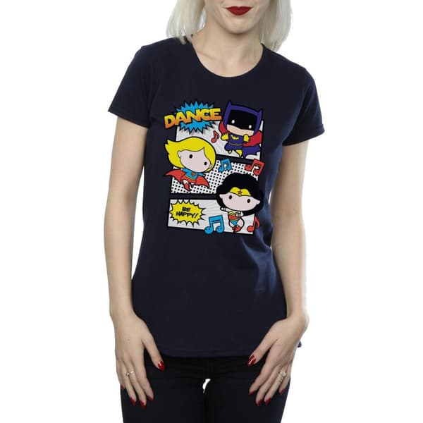 DC Comics Womens/Ladies Chibi Super Friends Dance Cotton T-Shirt