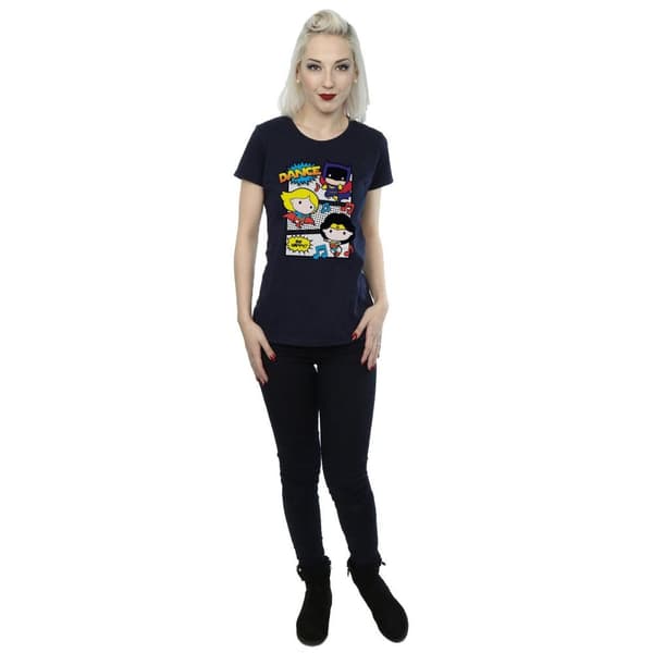 DC Comics Womens/Ladies Chibi Super Friends Dance Cotton T-Shirt