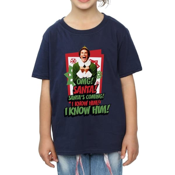 Elf Girls OMG Santa Cotton T-Shirt
