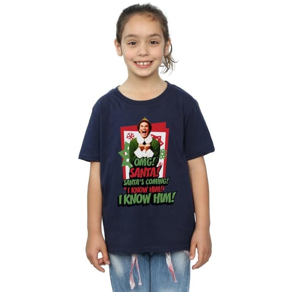 Elf Girls OMG Santa Cotton T-Shirt