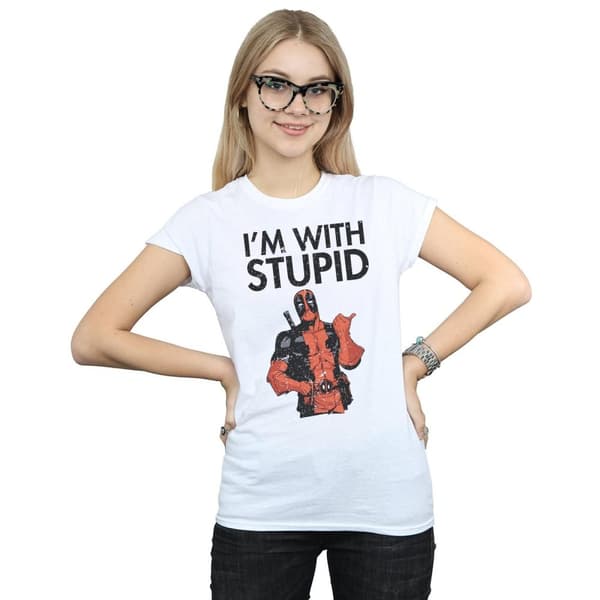 Marvel Womens/Ladies Deadpool I´m With Stupid Cotton T-Shirt